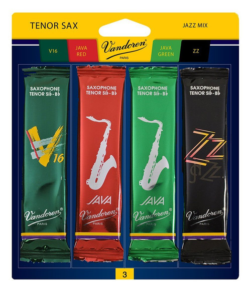 Vandoren VASRMIXT3 Tenor Saxophone Jazz Mix Card Strength 3.0 - 4 Pack