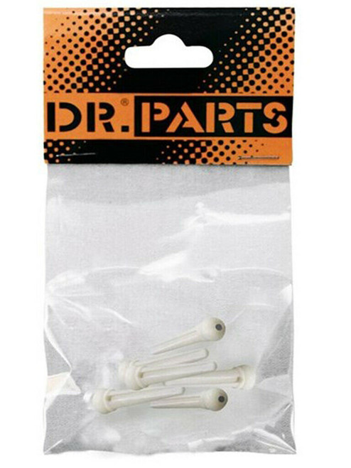 DR PARTS Bridge Pin Set White w/ Black Dots Plastic