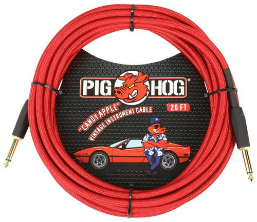 Pig Hog Instrument Cable 20FT Candy Apple Red Straight