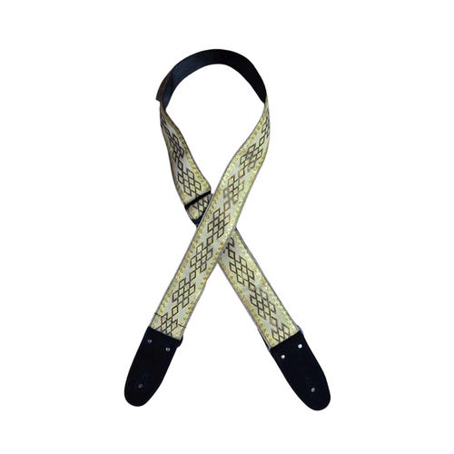 Jacquard Gold Diamonds Guitar Strap Colonial Leather