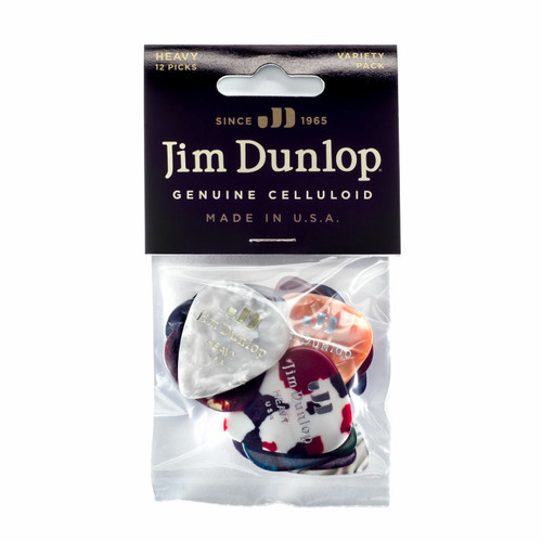 Jim Dunlop Variety Guitar Pick 12-Pack Celluloid Various Colours (heavy)