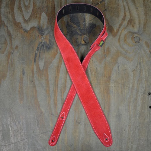 GUITAR STRAP DOUBLE SUEDE RED Colonial Leather
