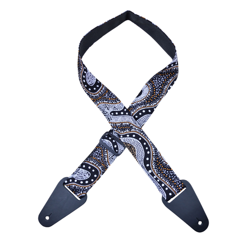 Colonial Leather Aboriginal Art Guitar Strap - Possum Dreaming