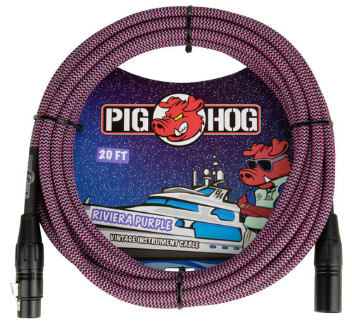 PIG HOG "RIVIERA PURPLE" WOVEN MIC CABLE, 20FT XLR - Cable