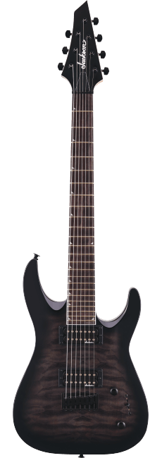 Jackson JS Series JS22Q-7 Dinky Arch Top 7-String Electric Guitar - Transparent Black Burst FRONT