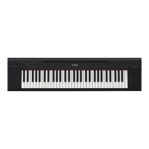 Yamaha NP-15B Piaggero 61-key keyboard front view on white background