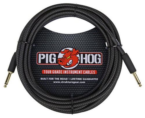 Pig Hog Black Woven Instrument Cable 20FT FRONT