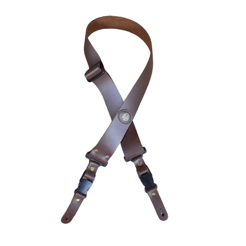 Clip Buckle Brown Leather Guitar Strap