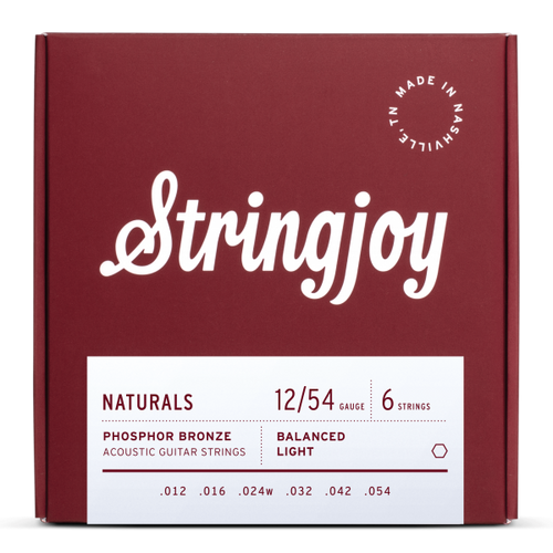 Stringjoy Naturals Light Gauge Phosphor Bronze Acoustic Guitar Strings 12-54