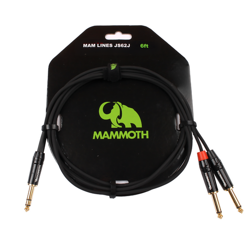 Mammoth Lines JS62J Audio CableStereo Jack to 2 Mono Jack - 6ft Mammoth Lines JS62J Audio CableStereo Jack to 2 Mono Jack - 6ft