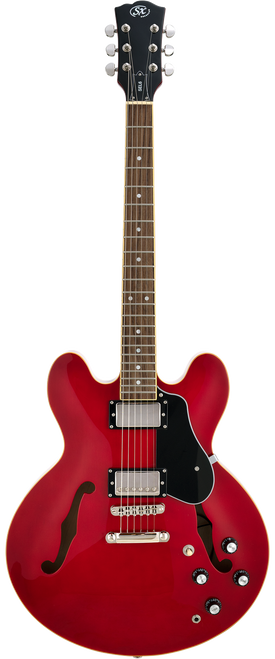 SX Semi-Hollow Electric Guitar in Transparent Red