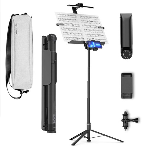 KraftGeek Bravo Music Stand with Bag, Light and Phone/Tablet Mount - Black KraftGeek Bravo Music Stand with Bag, Light and Phone/Tablet Mount - Black
