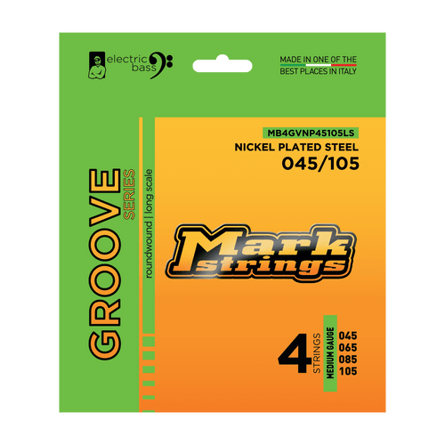 Markbass GROOVE nickel plated bass strings 4-string set 45-105 on white background