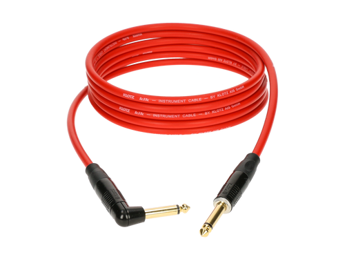 Klotz KIK Pro 6m straight-straight black instrument cable with metal jacks and gold-plated contacts. Red