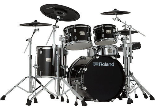 Roland VAD-516 electronic drum kit with full-depth acoustic-style shells in Midnight Sparkle, digital snare, ride and hi-hats, mesh toms and V51 module.