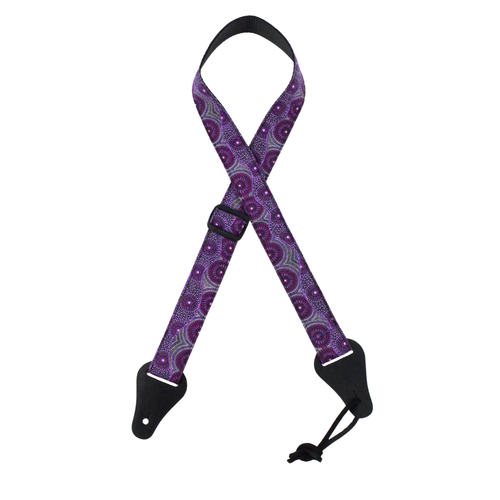 Colonial Leather Aboriginal Art Ukulele Strap - Alpara Seeds Purple