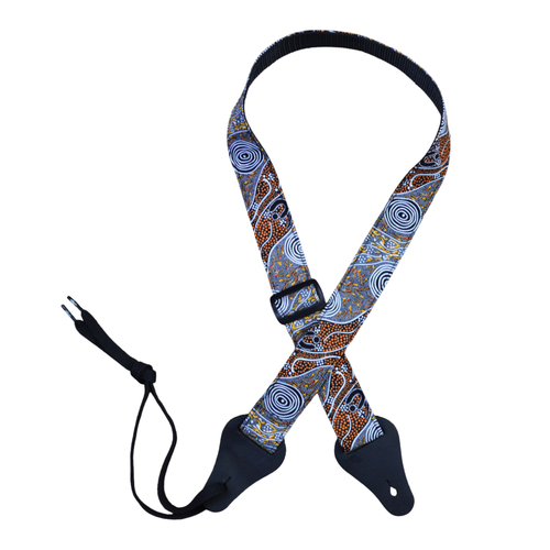 Aboriginal art ukulele strap Water Collecting design