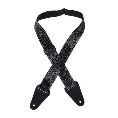 Colonial Leather Aboriginal guitar strap River Bed design front view