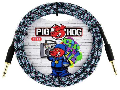 Pig Hog Instrument Cable 10ft -  Blue Graffiti