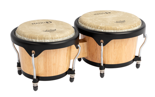 Mano Percussion tunable bongos 7.25 and 8.5 inch natural finish front view