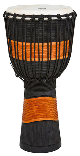 Toca Street Carved Series 12 Inch Wooden Djembe Black and Brown