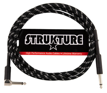 Strukture SC10BSR Vintage Instrument Cable 10ft Right Angle - Black/Silver