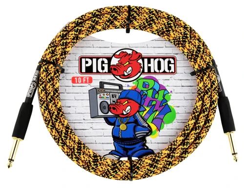 Pig Hog Instrument Cable 10ft - Orange Graffiti