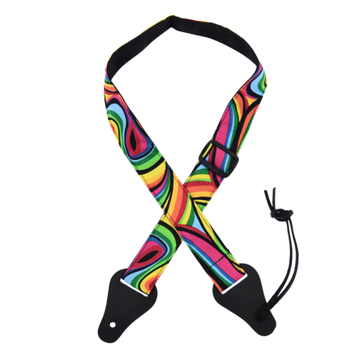 Colonial Leather Ukulele Jacquard Strap - Multi Coloured Psychedelic