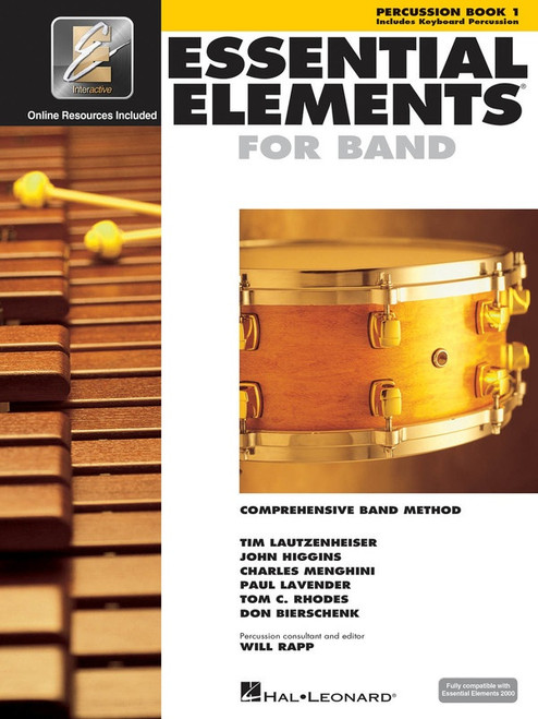 Essential Elements for Band Percussion/Keyboard Percussion - Book 1 with EEi
The trusted foundation for beginner percussionists – now with interactive support.
Essential Elements for Band – Percussion/Keyboard Percussion Book 1 (First Series) is one of the world’s most widely used beginner band methods. Carefully structured and classroom-tested, it introduces young percussionists to both snare drum and keyboard percussion in a clear, progressive format.
Designed for unison learning in school band settings, the book balances familiar songs with well-sequenced exercises. Students develop reading skills, rhythm accuracy, sticking technique, and keyboard percussion fundamentals from the very first lessons. 
This edition includes access to Essential Elements Interactive (EEi). This online learning platform supports practice, assessment, and teacher communication both in class and at home.
FEATURES
Comprehensive Beginner Method: Covers snare drum and keyboard percussion
Classroom-Structured Learning: Designed for school band programs
Progressive Skill Development: Reading, rhythm, sticking and mallet technique
Familiar Songs and Exercises: Engaging and age-appropriate repertoire
Includes Essential Elements Interactive (EEi): Online tools for learning and assessment
Compatible with Earlier Editions: Works alongside previous series copies
WHY YOU’LL LOVE IT
The standard method used in school band programs worldwide
Builds strong fundamentals from the beginning
Supports both classroom and home practice
Essential Elements for Band Percussion/Keyboard Percussion Book 1 cover, beginner school band method with online EEi access.