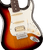 Fender Player II Stratocaster HSS electric guitar in 3-Color Sunburst with rosewood fingerboard, Alnico II humbucker, and two single coil pickups.