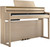 Roland HP704 SuperNATURAL Digital Piano in Light Oak with matching bench, featuring PHA-50 keyboard, four-speaker projection, and elegant modern design.