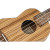 Ortega RFU10ZE soprano ukulele in natural zebrawood satin finish, shown with chrome tuners, walnut fingerboard and included deluxe gig bag.