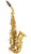 Chateau Valencay Series 22 curved soprano saxophone made of brass with gold lacquer finish, engraved bell, mother-of-pearl keys, High F# key, and ABS hard case.