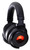 Meters M-0V1-B Pro Black over-ear headphones featuring VU meter displays on each earcup, matte black finish, aluminium components, plush earpads and included protective carry case.