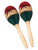 Pair of Mano Percussion wooden maracas with colourful hand-painted tropical design.