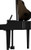 Roland GP-6 premium digital baby grand piano in polished ebony finish with matching piano bench.