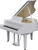 Roland GP-9 flagship luxury digital grand piano in polished white with opening grand lid and Piano Reality Concert technology.
