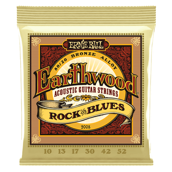 Earthwood Rock and Blues w/Plain G 80/20 Bronze Acoustic Guitar Strings - 10-52 Gauge ERNIE BALL