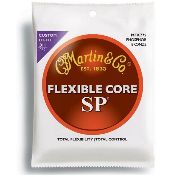 Martin MFX775 Flexible Core Phosphor Bronze Custom Light Acoustic Strings 11-52