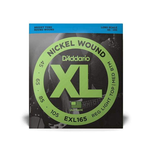D'Addario EXL165 Nickel Wound Bass Guitar Strings Custom Light 45-105 Long Scale
