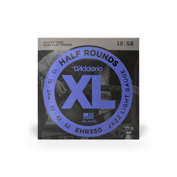 D'Addario EHR350 Half Round Electric Guitar Strings - Jazz Light - 12-52