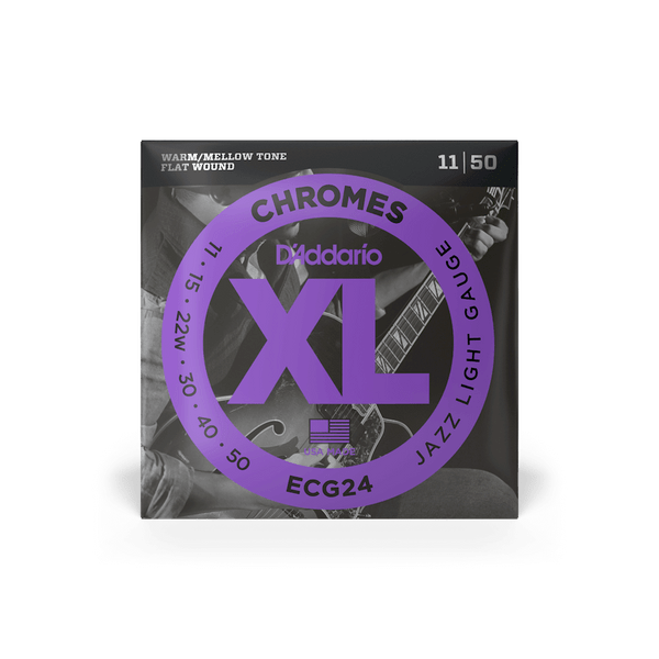 D'Addario ECG24 Chromes Flat Wound Electric Guitar Strings Jazz Light 11-50