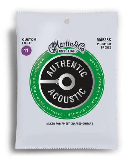 Martin MA535S Acoustic Guitar Strings Silked Custom Light 11-52 Phosphor Bronze