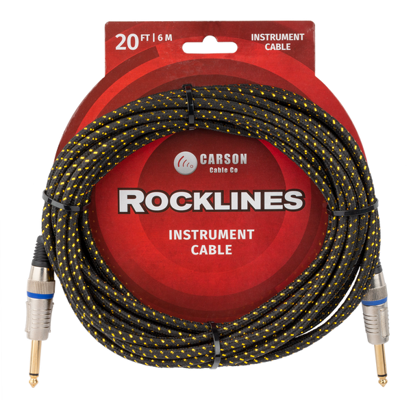 Rocklines ROK20BG 20 ft Noiseless Instrument Cable - Black/Gold Carson