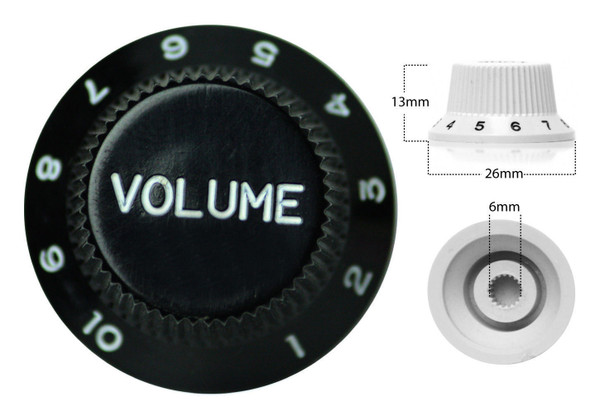 KNOB VOLUME STRAT STYLE BLACK AMS