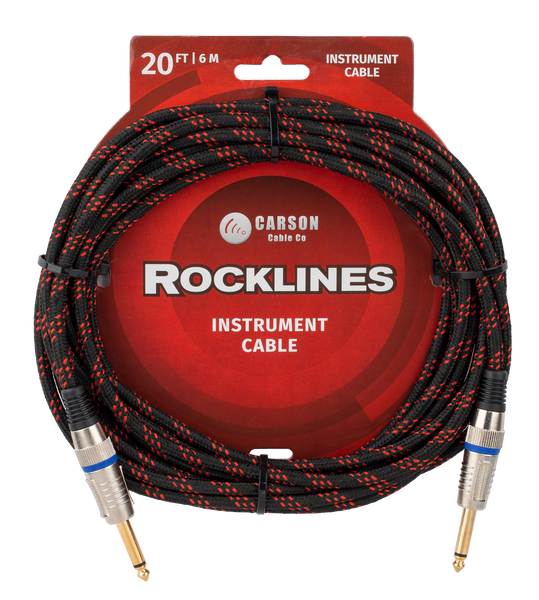 Rocklines ROK20BR 20 ft Noiseless Instrument Cable - Black/Red Carson