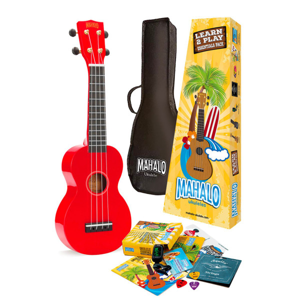 Mahalo Rainbow Series Learn 2 Play Ukulele Pack - Red