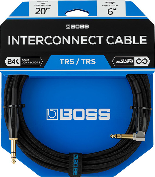 BOSS BCC-30-TRA TRS Footswitch Cable 30ft 1/4" TRS Angled-1/4" TRS