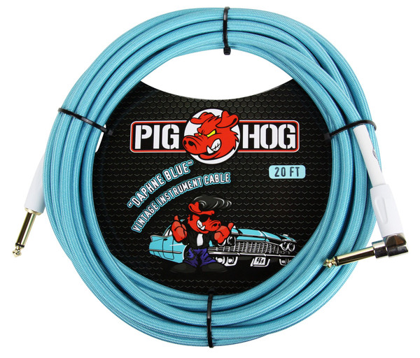 Pig Hog Daphnie Blue Instrument Cable 20FT Right Angle
