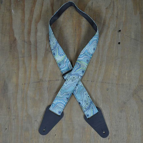GUITAR STRAP ABORIGINAL AQUA Colonial Leather